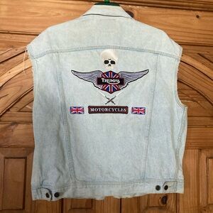 Hard Rock Cafe Denim Vest with Triumph Patch and Original Embroidery Vintage